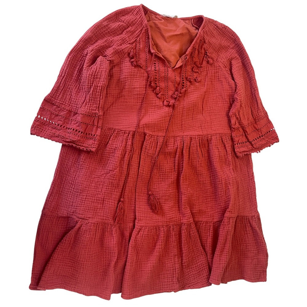 Anthropologie Eri‎ Ali Angelica Tunic Boho Peasant Tassel Dress Womens Large